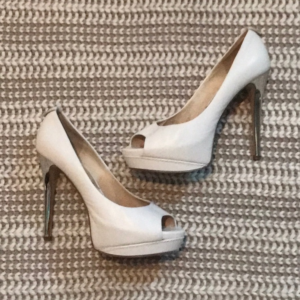White and Silver Michael Kors Stilettos